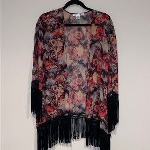 Sans Souci Floral Sheer Floral Kimono Style